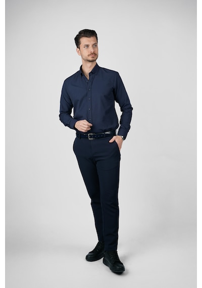 Lacivert Yaka Düğmeli Premium Şamre Slimfit Erkek Gömlek Lacivert Lacivert Yaka Düğmeli Premium Şamre Slimfit Erkek Gömlek Lacivert