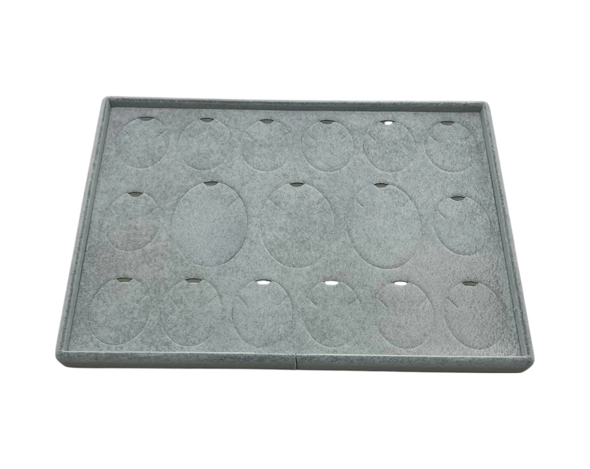 Süet Kumaş Gri 34-24 Cm Ayaklı 17 Pedli Kolye Tabla Stand