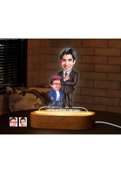 Bk Gift Kişiye Özel Baba-oğul Karikatürlü Dekoratif 3d Biblo Led Işıklı Gece Lambası-6, Babaya Hediye, Babalar Günü Hediyeleri Kobitmeyen138258 Bk Gif