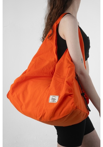 İcone Bag Icone Pliseli Fermuarlı Yoga Çantası, Fitness Çantası, Gym Heybe Görünümlü Pliseli Spor Çantası Turuncu