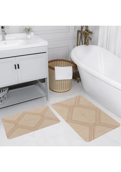 Eliana Home Dijital Baskılı 2'li Banyo Paspas Takımı Lna5186 Bej