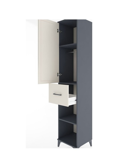 Hyperion Dolap 3 Raflı Tek Çekmeceli Tek Askılı 44x44x221 Antrasit-aytaşı Antrasit