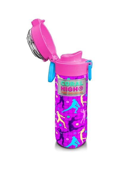 Coral High Kids Pembe Mor Voleybol Desenli Pipetli Ve Direkt İçim Çelik Termos 500 Ml 31795 Pembe - Turkuaz