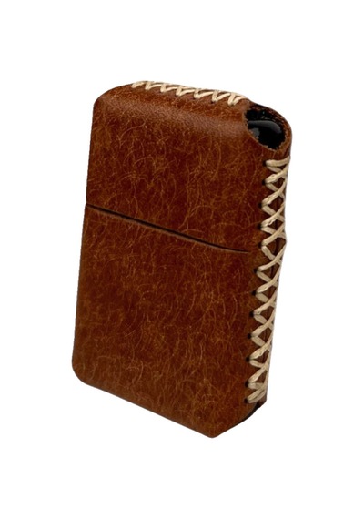 Handmade El Yapımı Hakiki Deri Zippo Modeli Çakmak Kahverengi