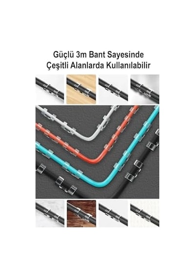 Kablo Düzenleyici Sabitleyici 60 Adet Avantajlı Paket Yapışkanlı Organizer Klips Seti Diğer