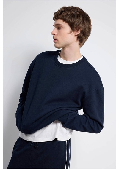 Defacto Boxy Fit Pike Sweatshirt E1519ax26spnv64 Lacivert-nv64