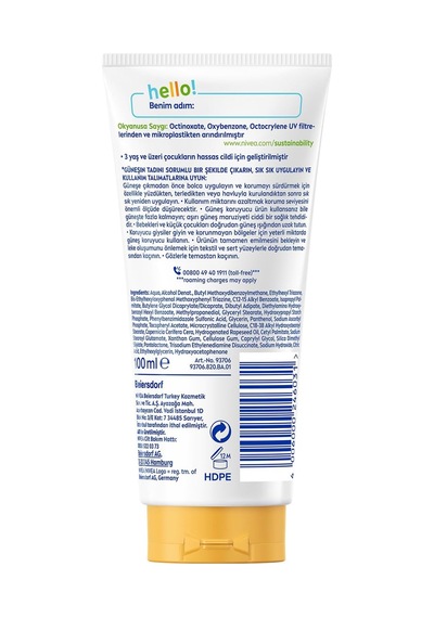 Nıvea Sun Spf50 Çok Yüksek Korumalı Çocuk Güneş Kremi 100 Ml, Tere Ve Suya Dayanıklı,c,e Vitamini
