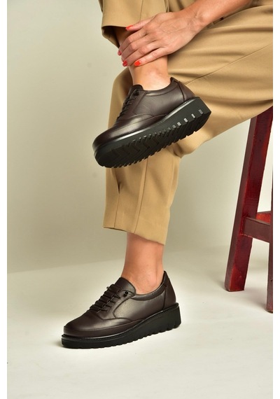 Fox Shoes Z555250803 Kahverengi Hakiki Deri Günlük Kadın Ayakkabı