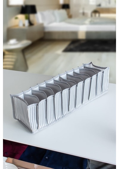 Serstil 11 Gözlü Çekmece Içi Antrasit Çizgili Düzenleyici Organizer - Small - 11 X 41 X 12 Gri
