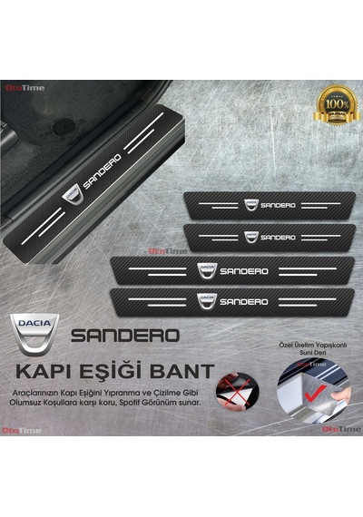 Dacia Sandero Karbon Kapı Eşiği Koruyucu Suni Deri 4'lü Set
