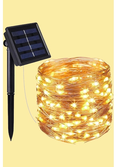 Güneş Enerjili 200 Led Dış Mekan Aydınlatma Şeridi Çok Renkli