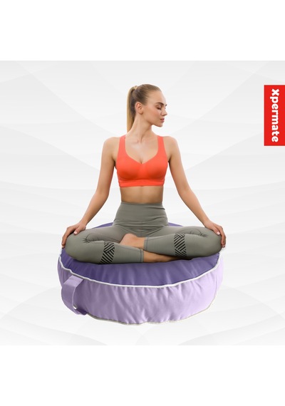 Xpermate İç Dış Mekan Meditasyon Minderi Fermuarlı Yoga Minderi Mor Lila Lila - Mor