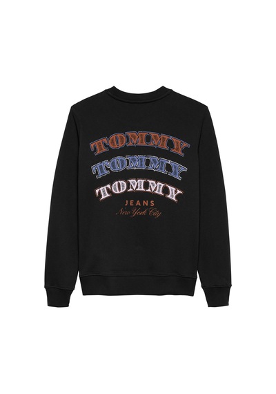 Tommy Hilfiger Kadın Tjw Regular Dollar Stacks Crew Ext Siyah Sweatshirt-12754 Siyah