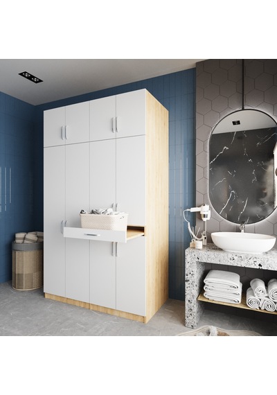 Modena Çamaşır Ve Kurutma Makinesi Dolabı Banyo Dolabı Meşe Beyaz Meşe Beyaz Modena Çamaşır Ve Kurutma Makinesi Dolabı Banyo Dolabı Meşe Beyaz Meşe Beyaz