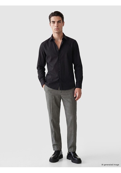 Lcw Busıness Siyah Slim Fit Poplin Erkek Gömlek