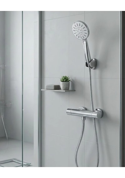 Hubrendy Tekno Çok Fonksiyonlu 4 Modlu El Duşu Başlığı Krem Duş Seti Spiral Hortumlu Diğer