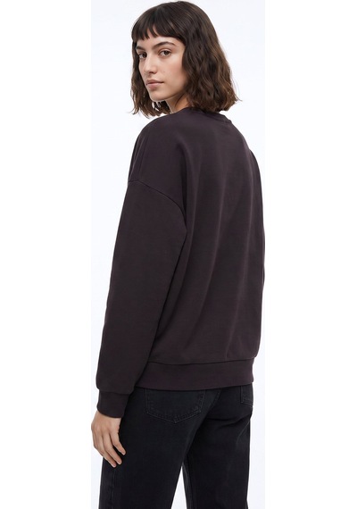 Jeep Kahverengi Kadın Bisiklet Yaka Relaxed Baskılı Sweatshirt J5wl-swt7089 Kahve