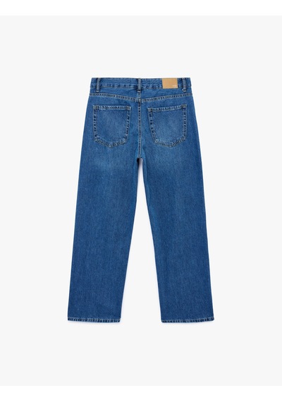 Koton Pamuklu Normal Bel Düğmeli Düz Paça Denim Pantolon - Straight Fit Jean Orta İndigo 7wal40093md Koton Pamuklu Normal Bel Düğmeli Düz Paça Denim Pantolon - Straight Fit Jean Orta İndigo 7wal40093md