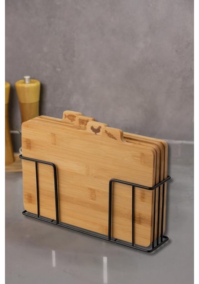 Bambu Standlı Kesme Tahtası 4lü Set - M7b11