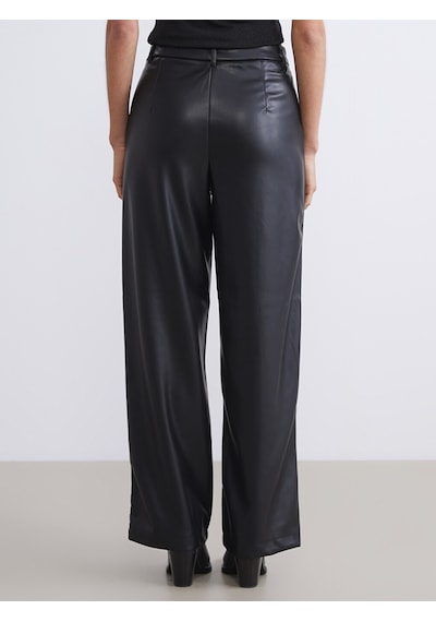 Lcwaıkıkı Classic Siyah Standart Fit Kadın Deri Görünümlü Pantolon