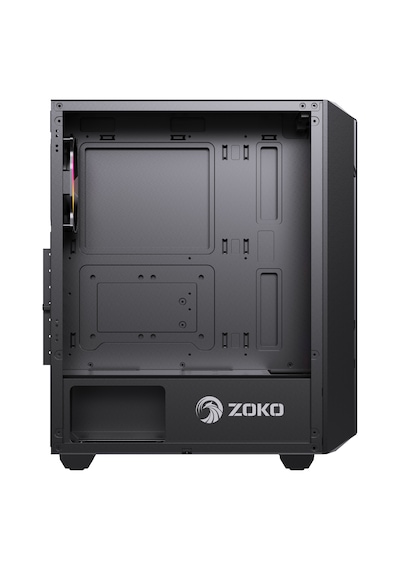 Zoko Hunter 4x12 CM ARGB Fan Mesh Panel Temperli Cam Bilgisayar Kasası Siyah