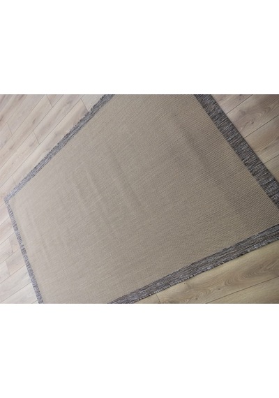 Çam Halı Sisal 9709 Bej / Gri Bordürlü Jüt Sisal Kilim - 80x150