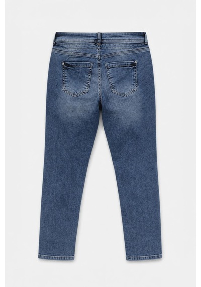 Kadın Bağcıklı Likralı Jean Pantolon Mavi
