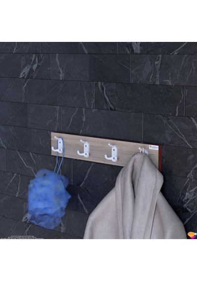 Modilayn Arı Serisi 61,4x9,6 Cm 12 Kancalı Banyo Askısı - 4'lü Set Ekstra Düzen Ve Yer Tasarrufu Cordoba