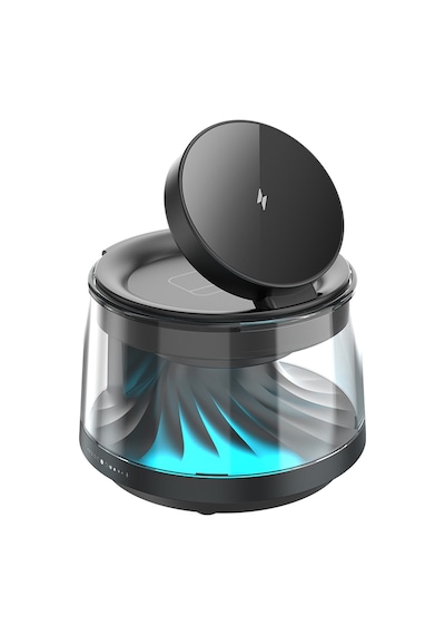 Wiwu Wi-w039 5in1 Kablosuz Şarj Standı Ambiyans Işık Bluetooth Speaker Hoparlör Özellikli 15w Siyah