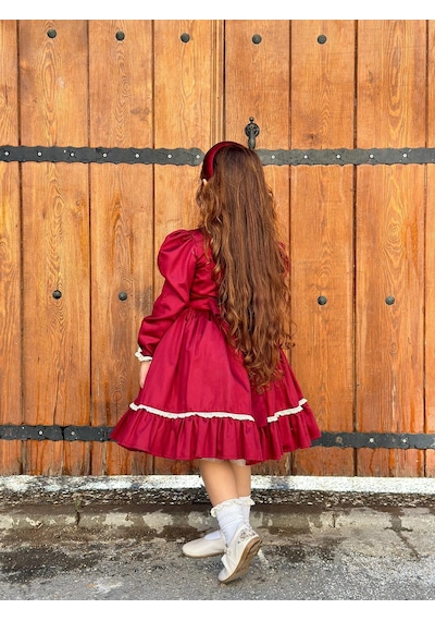 Bordo Kurdaleli Vintage Kız Bebek Elbisesi,doğum Günü Elbise,fotoğraf Çekim Elbisesi,0-12 Yaşa Uygun Bordo