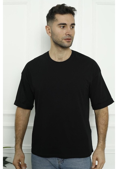 Tom John Erkek T-shirt Siyah Beyaz Oval Kesim 2 Li Set Mıxcolor Mıxcolor