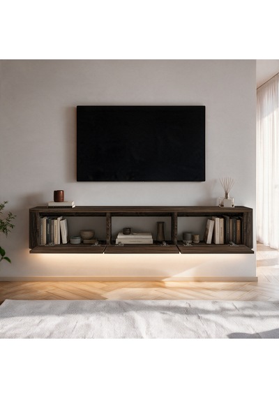 İnarch Dizayn Yoyo Led Işıklı Duvara Monte Tv Sehpası - 3 Kapaklı Modern Tv Konsolu Ceviz İnarch Dizayn Yoyo Led Işıklı Duvara Monte Tv Sehpası - 3 Kapaklı Modern Tv Konsolu Ceviz