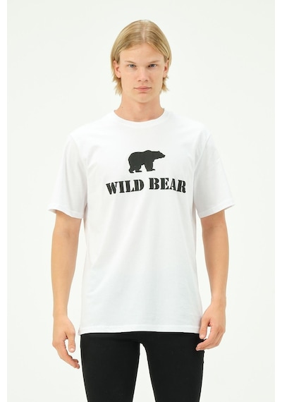 Rich Erkek T-shirt Ayı Baskılı Bear Tişört Beyaz