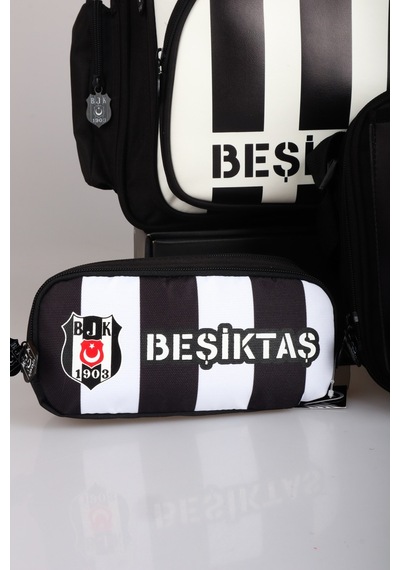 Yeni Sezon Lisanslı Beşiktaş Çubuklu Okul,3 Bölmeli Beslenme Ve Kalem Çantası Seti Açık Gri