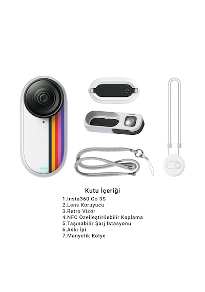 Go 3s Retro Bundle Special Edition 4k Mini Aksiyon Kamerası Giyilebilir Kamera Seti Beyaz