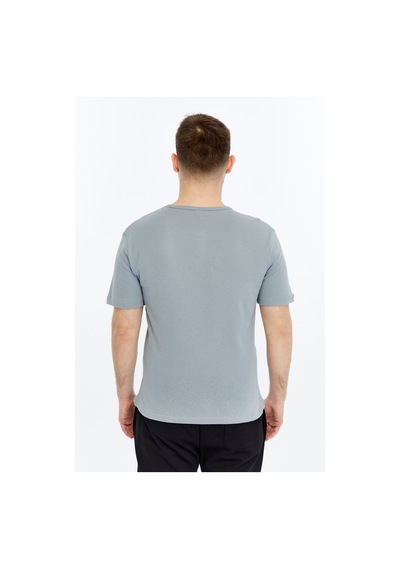 Erkek Henley Yaka %100 Pamuklu Dokulu Kumaştan Kısa Kollu Günlük Basic Tişört Gri