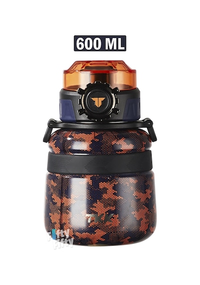 Tkk 600 Ml Çelik Su Matarası Çift Kullanım Pipetli/rahat İçim 12 Saat Sıcak/24 Saat Soğuk Termos -2029-600ml Turuncu