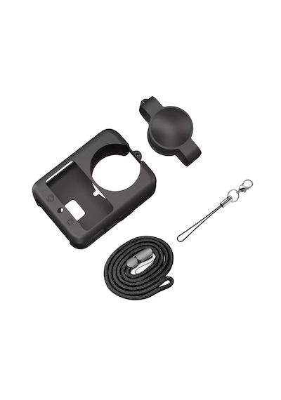 Teknoroket DJI Osmo 360 ve 360 II Silikon Kılıf , Lens Cap Lens Koruma Ve Kayış Seti Siyah