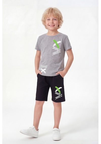 Panios Kids X White Baskı Detaylı Yuvarlak Yaka Yazlık Erkek Çocuk Alt Üst Takım Gri Panios Kids X White Baskı Detaylı Yuvarlak Yaka Yazlık Erkek Çocuk Alt Üst Takım Gri