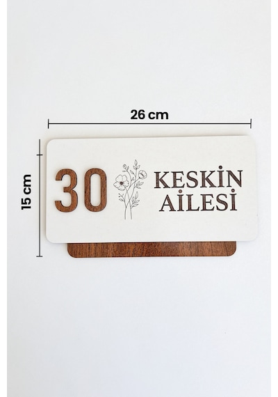 Kişiye Özel Kapı Numarası Ve İsimlik Ahşap Daire Kapı Numarası 26 Cm 15 Cm