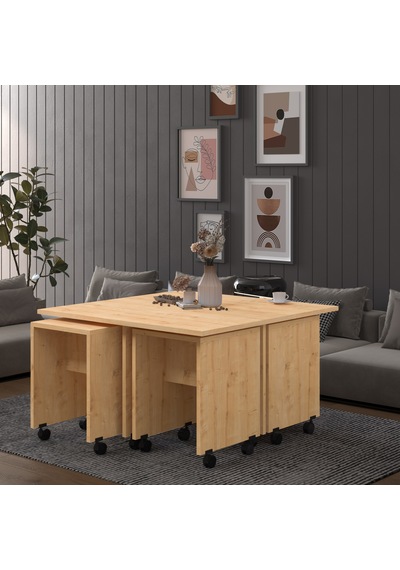 Asra Trend Akıllı Orta Sehpa OS003 %100 MDF 5 Parça Yavrulu Puf Sehpa Seti Safir Meşe Asra Trend Akıllı Orta Sehpa OS003 %100 MDF 5 Parça Yavrulu Puf Sehpa Seti Safir Meşe
