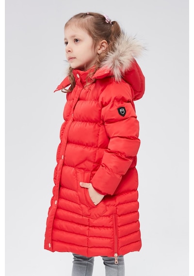 Benitto Kids Benittokids Kız Çocuk Natürel Kürklü Kaban 51301-Kırmızı