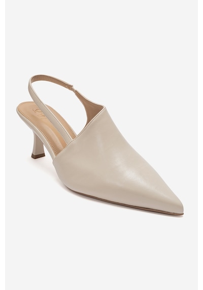 Luvi Shoes Yarel Ekru Cilt Kadın Topuklu Ayakkabı