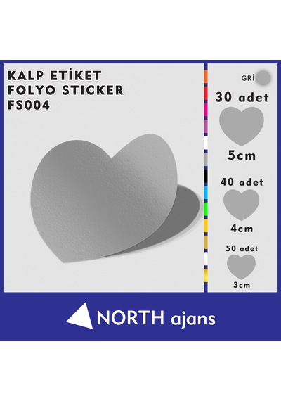 Kalp Folyo Duvar Sticklerı Gri