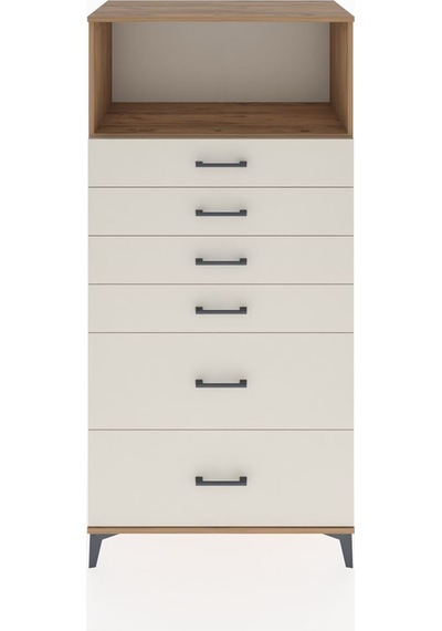 Hyperion Dolap Tek Raflı 6 Çekmeceli 88x44x182 Çam-aytaşı Atlas Çam