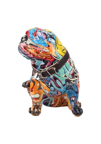 Grafiti Desenli Fransız Bulldog Biblo Canlı Renkli Köpek Heykeli Dekoratif Ev Ofis Hediyesi 20 Cm