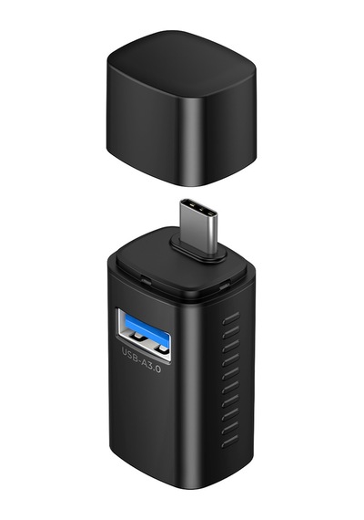 Wizard 3-In-1 Type-C To Usb-A Otg Çevirici Dönüştürücü Adaptör 1*Usb-A 3.0 Ve 2.Usb-A 2.0 Siyah