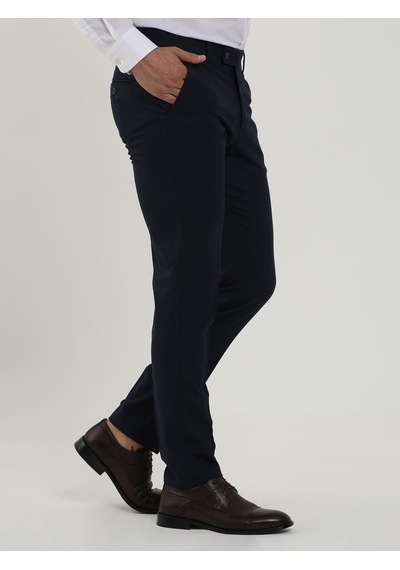 Dufy Lacivert Erkek Ekstra Slim Fit Melanj Desenli Klasik Pantolon - 103476-lacivert Lacivert