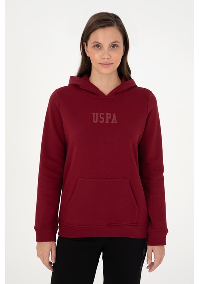 U.S. Polo Assn. Kadın Bordo Basic Kapüşonlu Sweatshirt 50289536-VR014