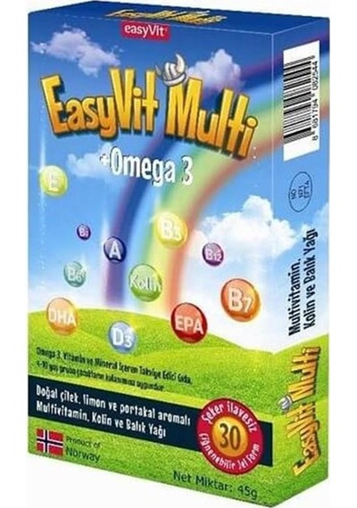 Easyvit Multi Omega 3 + Multivitamin 30 Çiğnenebilir Jel Tablet